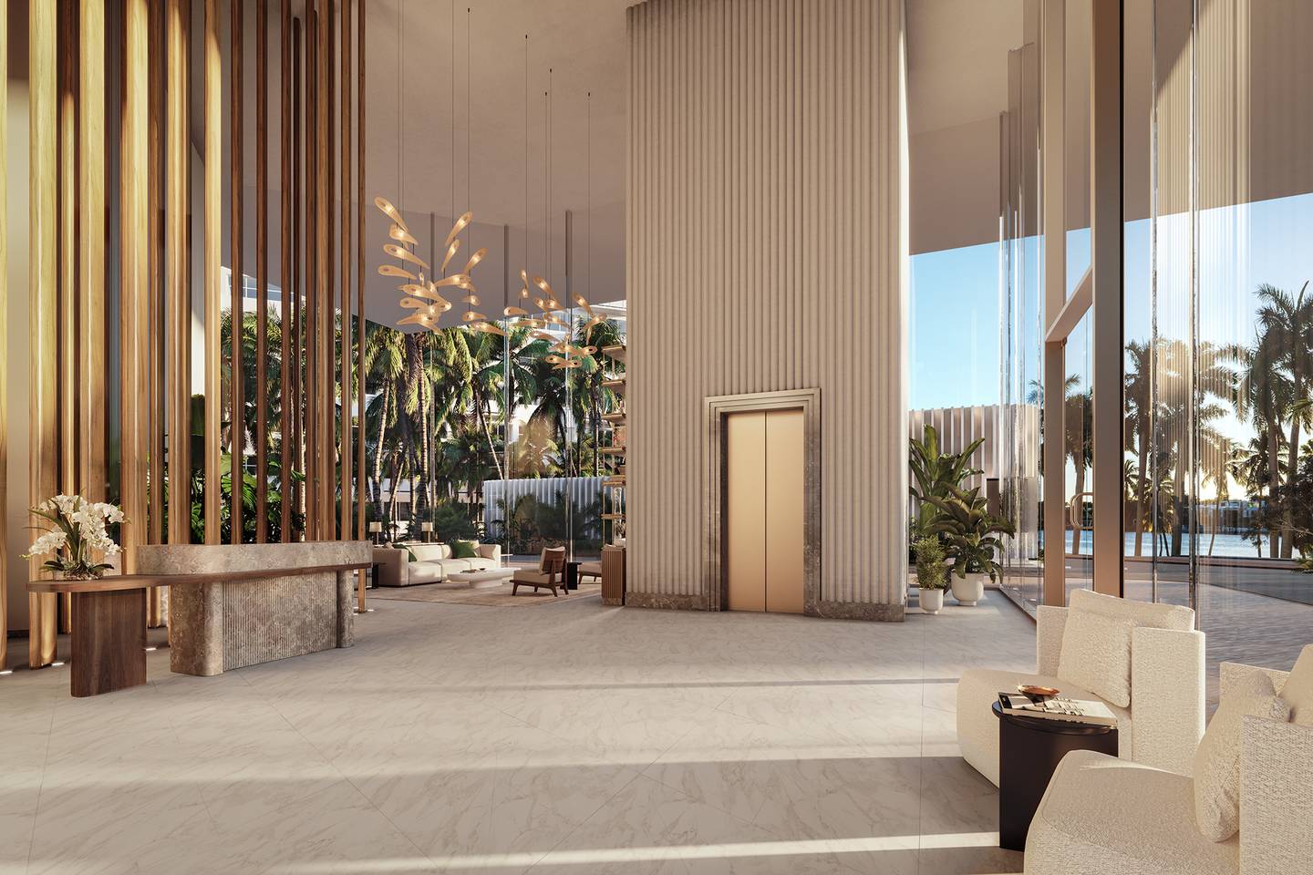 The Perigon, The entry lobby and seating area, developer rendering