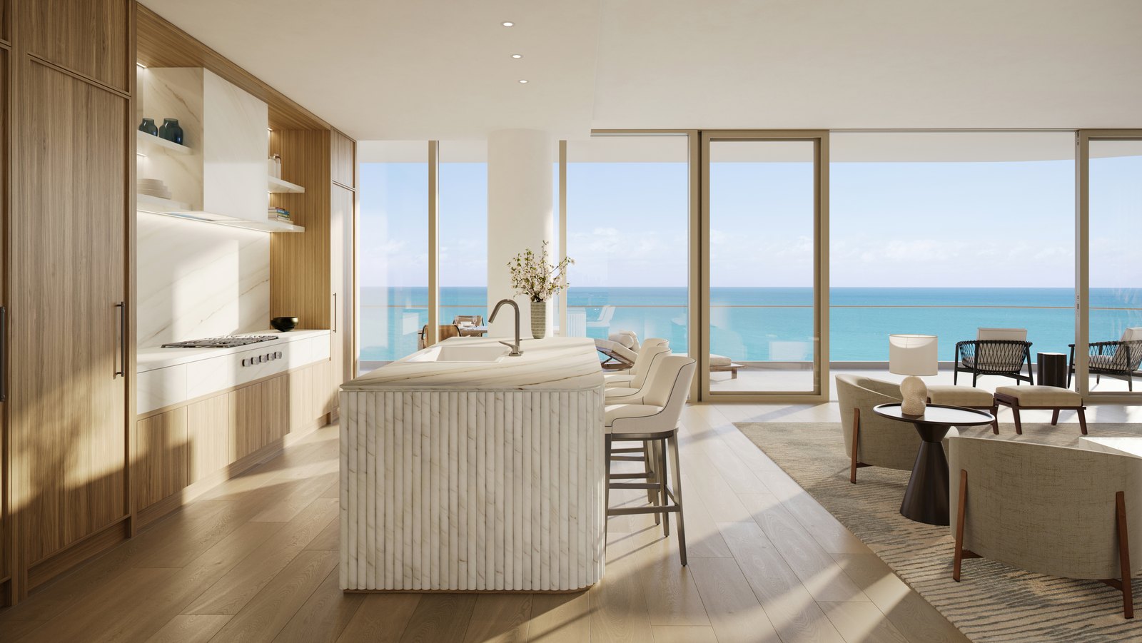The Perigon, The kitchen labeled Residence 01, developer rendering