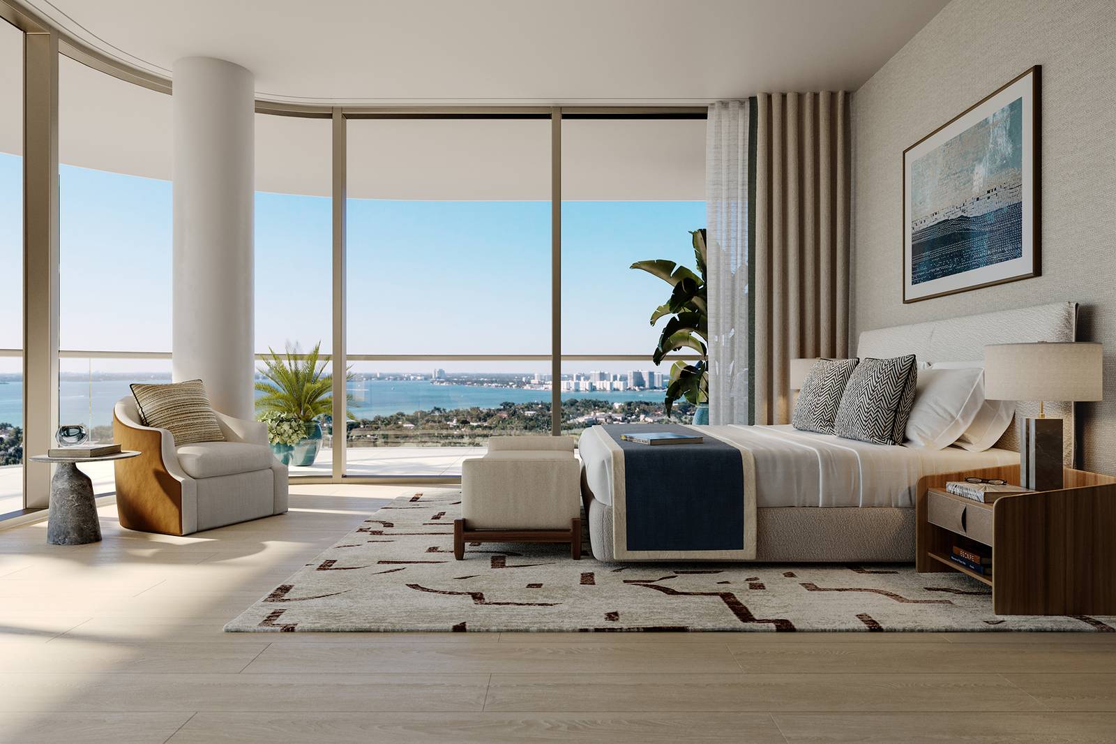 The Perigon, The primary suite labeled Residence 06, developer rendering